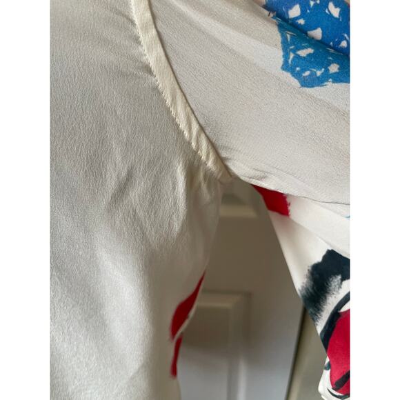 Marc Jacobs 2016 Cream Print Grunge Drawing Blouse Tie Neck Top • Size 4 - Picture 5 of 6